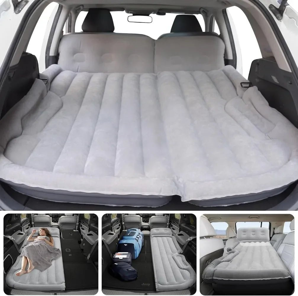 Inflatable Camping Air Mattress Car Bed Mattress Outdoor Travel Camping Air Bed with Built - in Pump Air Couch Mat F - Avero