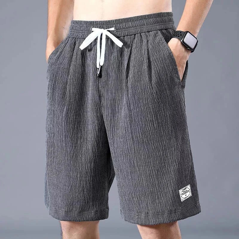 Lce Silk Shorts Men's Thin Sports Cropped Pants Loose Straight Leg Cool Breathable New Fashion Trend Casual XL - XXXL - Avero