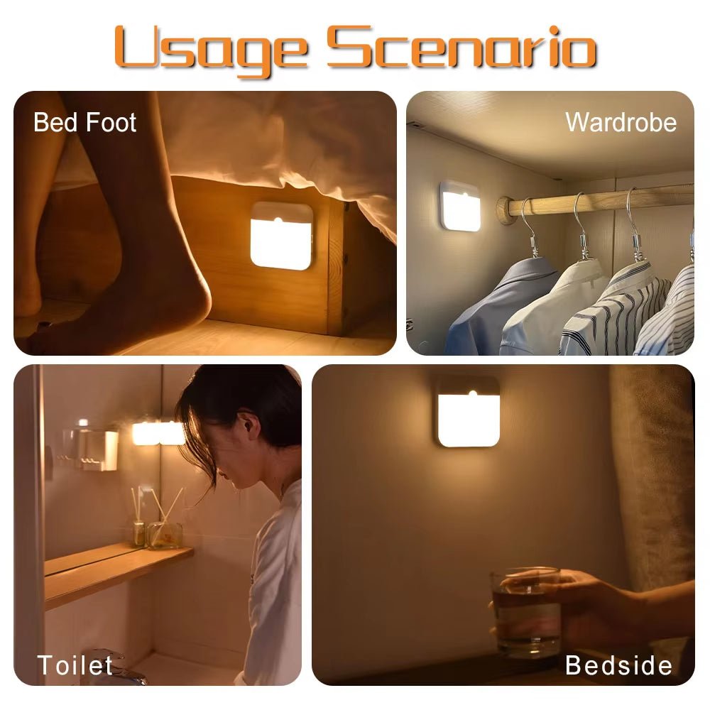 LED Motion Sensor Light Wireless LED Night Light Type C Rechargeable Night Light Cabinet Wardrobe Lamp Staircase for Kitchen LED - Avero