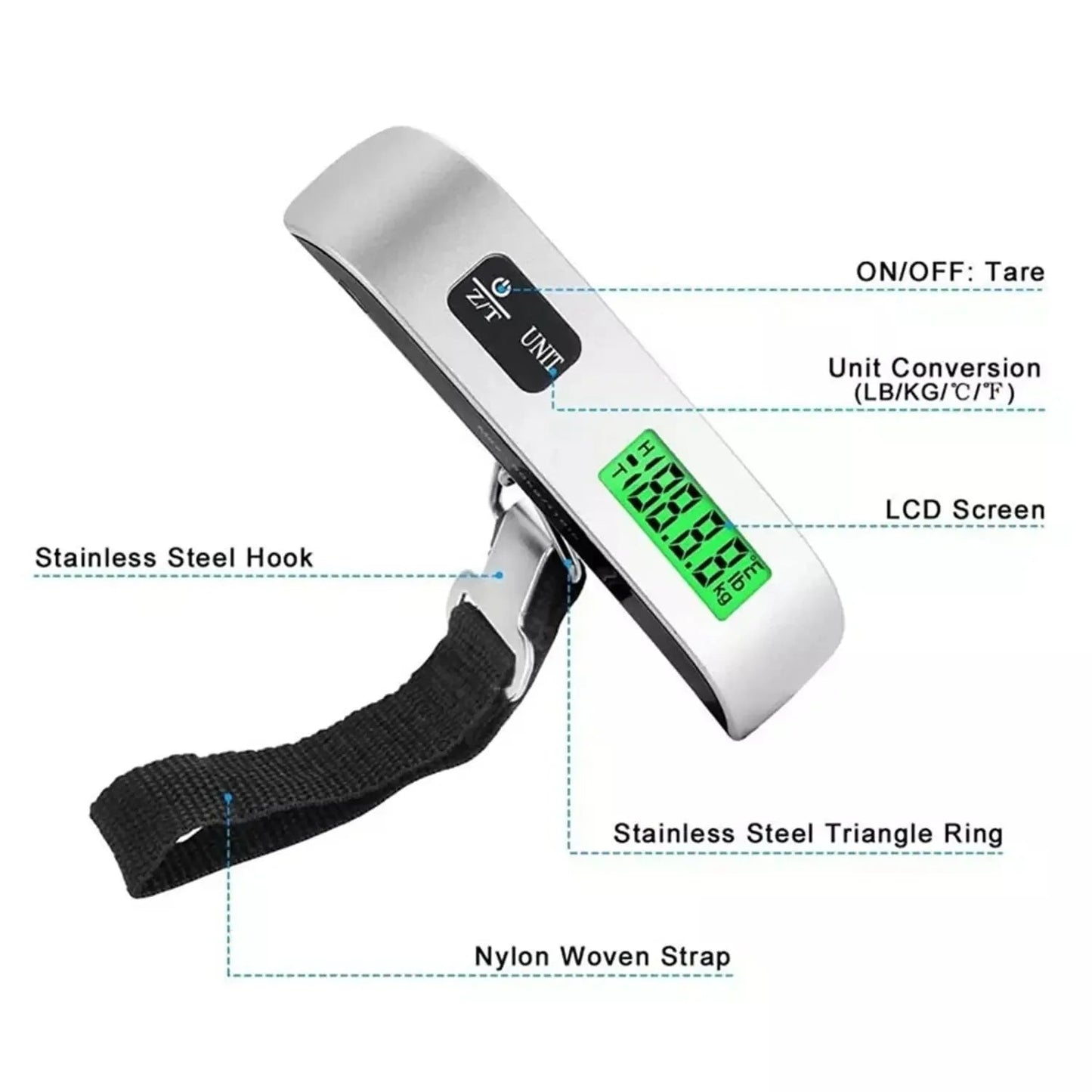 Luggage Scale 110lb 50kg Digital Handheld Portable Hanging Baggage Scale for Travel Suitcase Weight Scale - Avero