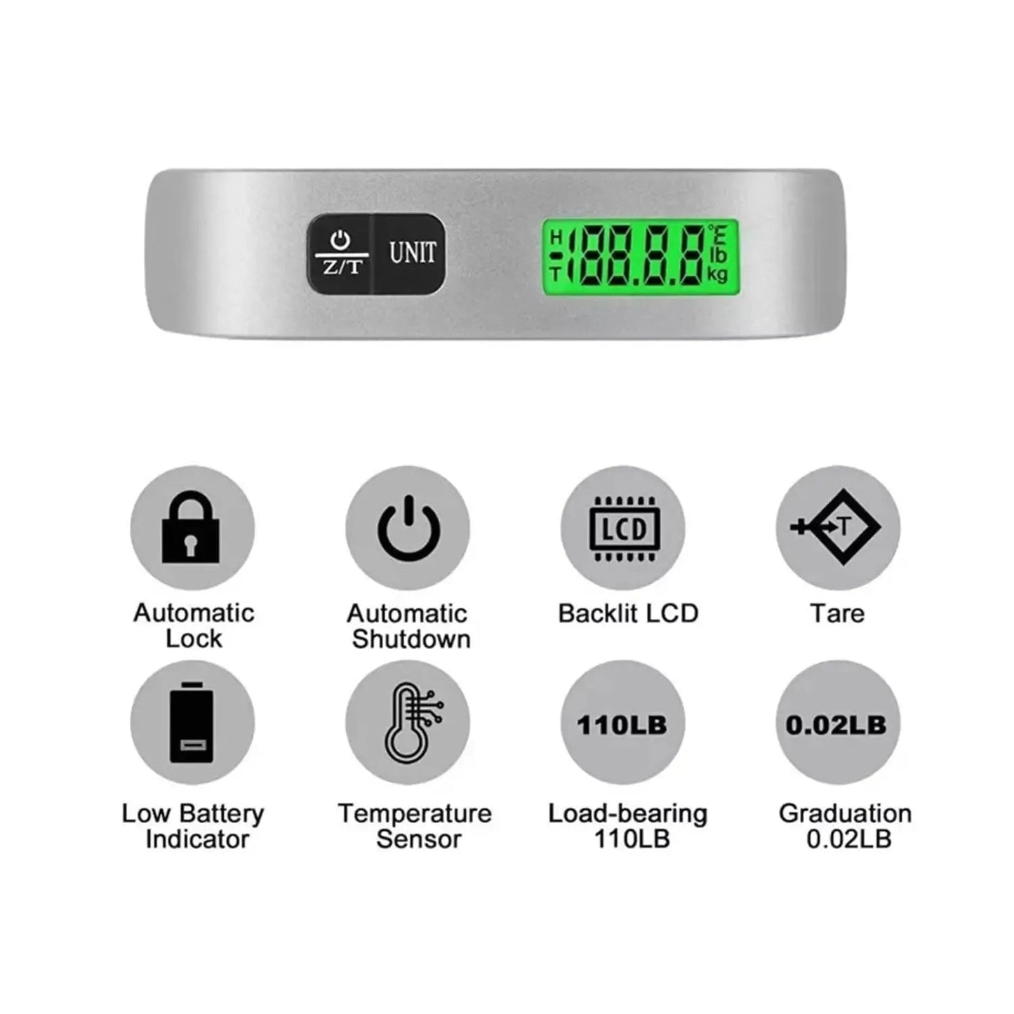 Luggage Scale 110lb 50kg Digital Handheld Portable Hanging Baggage Scale for Travel Suitcase Weight Scale - Avero