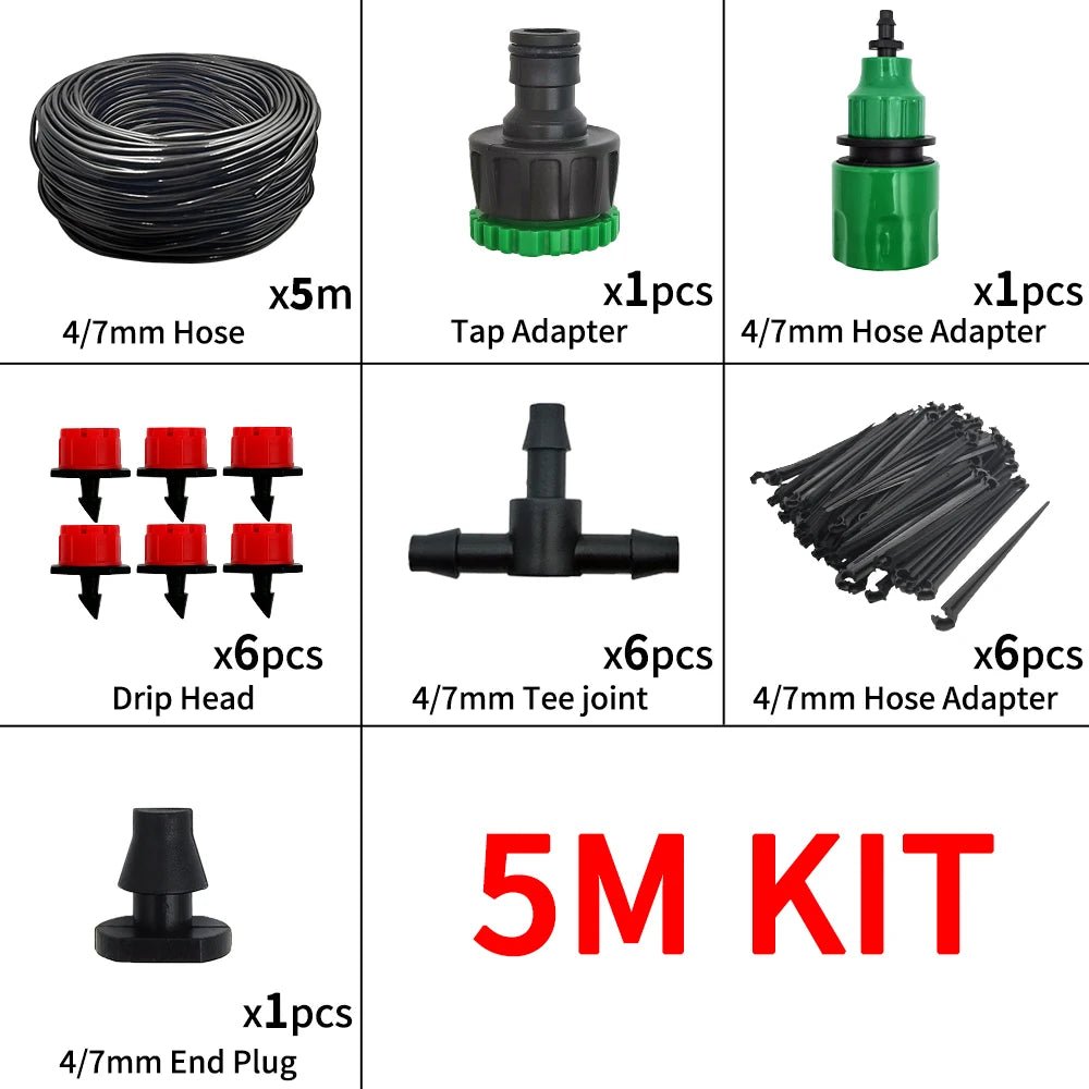 Micro Drip Irrigation System Portable 20M Automatic Watering with Adjustable Drippers Misting Watering Kits Garden Hose - Avero