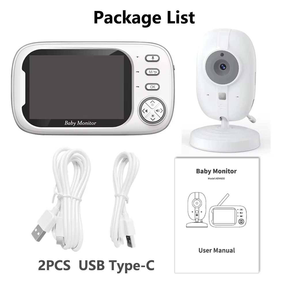 New 3.5 Inch Wireless Video Baby Monitor Night Vision Temperature Monitoring 2 Way Audio Talk Baby Nanny Security Camera - Avero