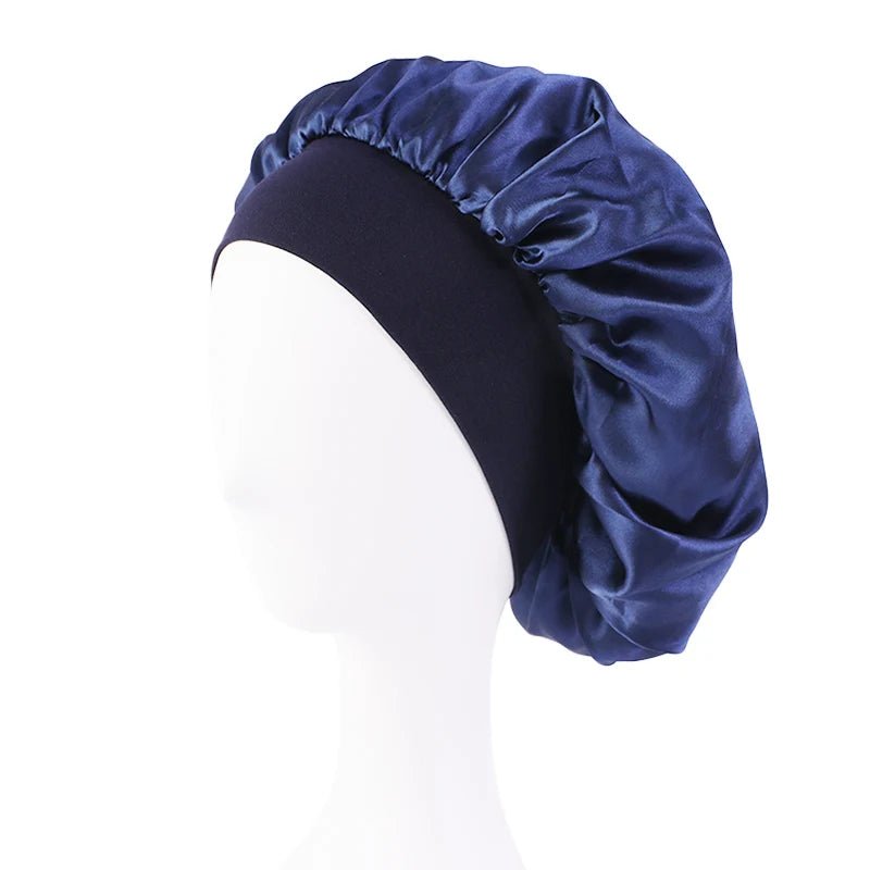 New Women'S Satin Solid Wide - Brimmed Sleeping Hat Unisex Head Wrap Elastic Band Cap Hair Care Bonnet Night Hat Bonnet De Nuit - Avero