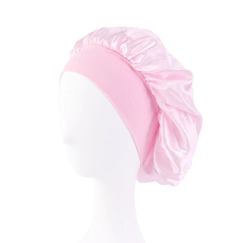 New Women'S Satin Solid Wide - Brimmed Sleeping Hat Unisex Head Wrap Elastic Band Cap Hair Care Bonnet Night Hat Bonnet De Nuit - Avero