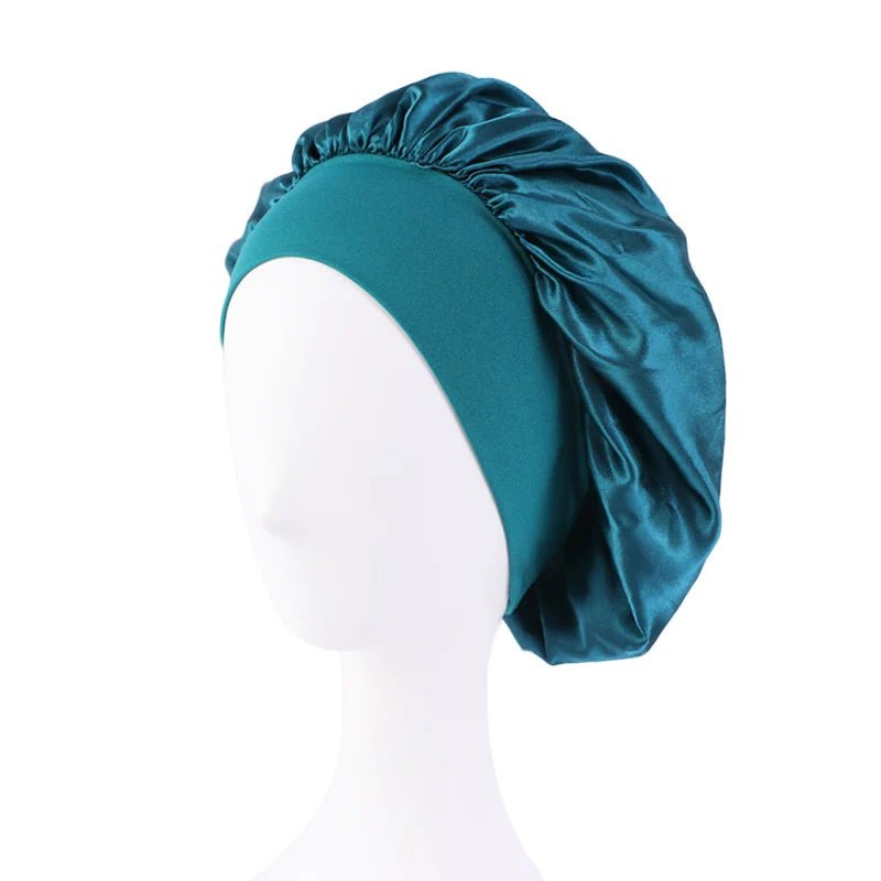 New Women'S Satin Solid Wide - Brimmed Sleeping Hat Unisex Head Wrap Elastic Band Cap Hair Care Bonnet Night Hat Bonnet De Nuit - Avero