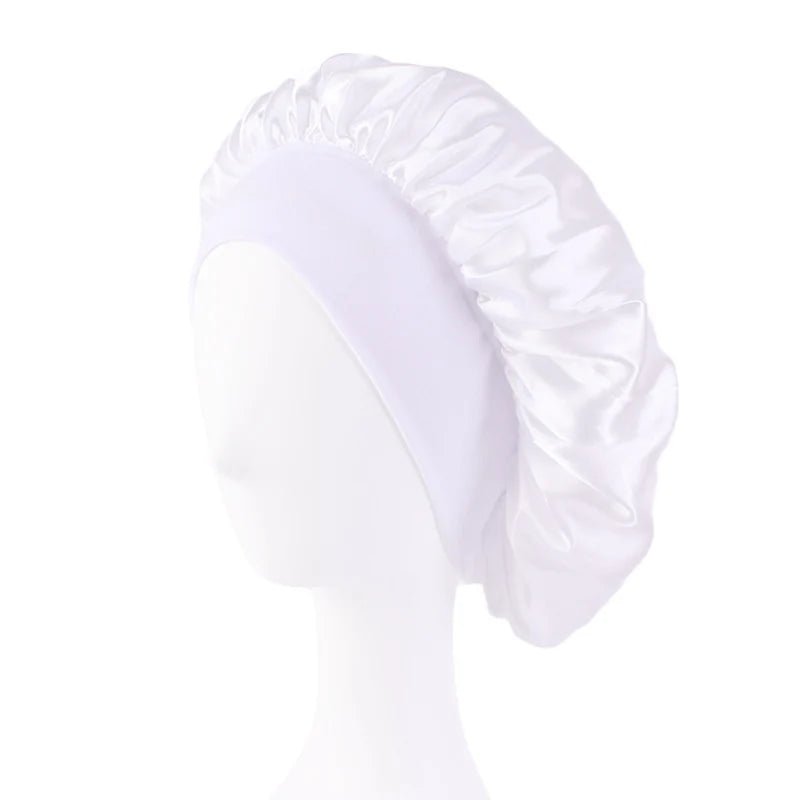New Women'S Satin Solid Wide - Brimmed Sleeping Hat Unisex Head Wrap Elastic Band Cap Hair Care Bonnet Night Hat Bonnet De Nuit - Avero