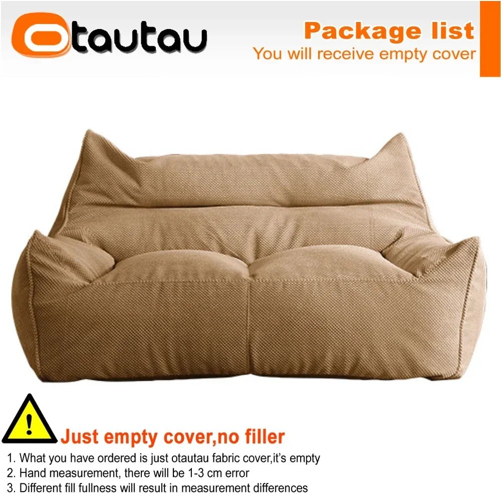 OTAUTAU Soft Waffle 1 - 2 Seat Bean Bag Couch Cover Set Without Filler Beanbag Armchair Lazy Sofa Bed Lounger Ottoman Stool SF182 - Avero