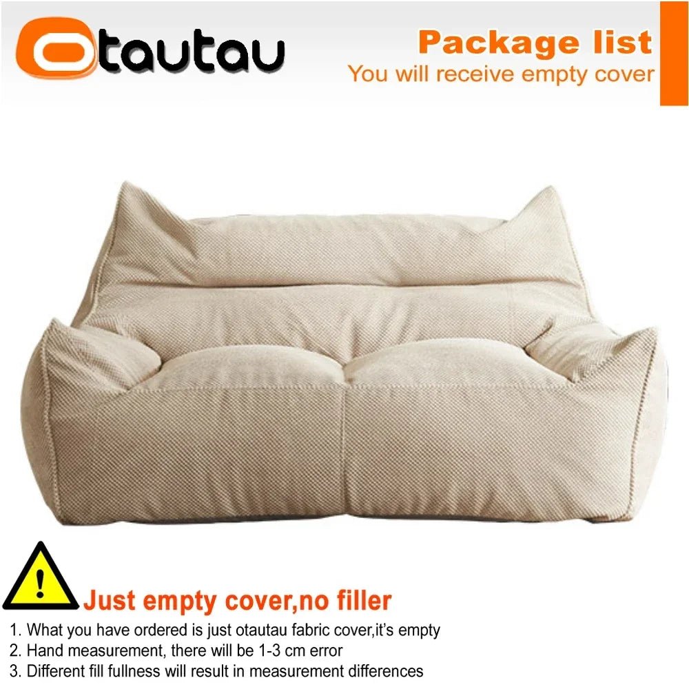 OTAUTAU Soft Waffle 1 - 2 Seat Bean Bag Couch Cover Set Without Filler Beanbag Armchair Lazy Sofa Bed Lounger Ottoman Stool SF182 - Avero