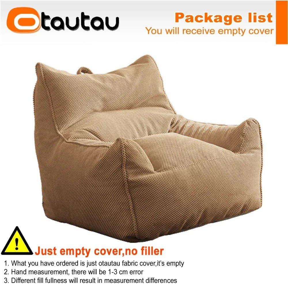 OTAUTAU Soft Waffle 1 - 2 Seat Bean Bag Couch Cover Set Without Filler Beanbag Armchair Lazy Sofa Bed Lounger Ottoman Stool SF182 - Avero