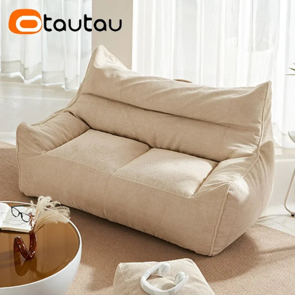 OTAUTAU Soft Waffle 1 - 2 Seat Bean Bag Couch Cover Set Without Filler Beanbag Armchair Lazy Sofa Bed Lounger Ottoman Stool SF182 - Avero