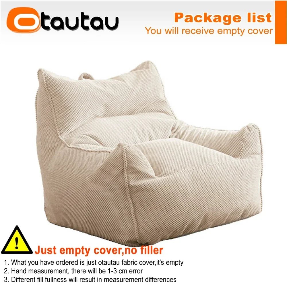 OTAUTAU Soft Waffle 1 - 2 Seat Bean Bag Couch Cover Set Without Filler Beanbag Armchair Lazy Sofa Bed Lounger Ottoman Stool SF182 - Avero