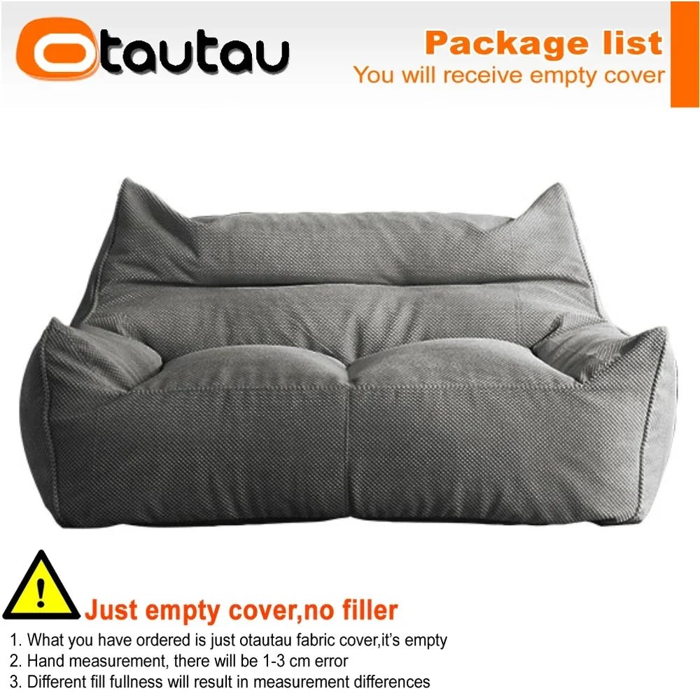 OTAUTAU Soft Waffle 1 - 2 Seat Bean Bag Couch Cover Set Without Filler Beanbag Armchair Lazy Sofa Bed Lounger Ottoman Stool SF182 - Avero