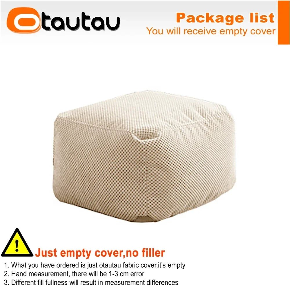 OTAUTAU Soft Waffle 1 - 2 Seat Bean Bag Couch Cover Set Without Filler Beanbag Armchair Lazy Sofa Bed Lounger Ottoman Stool SF182 - Avero