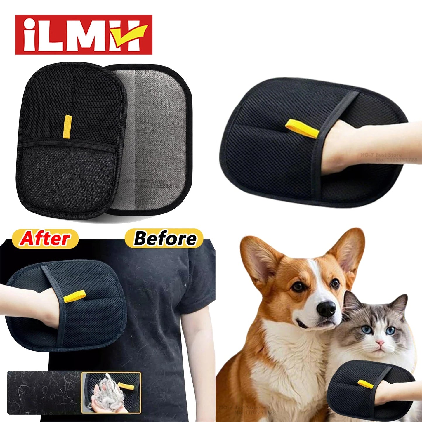 Pet Hair Removal Tool Reusable Static Removal Gloves, Double - Sided Grooming Gloves for Pets, Removes Pet Fur Hair for Carpets - Avero