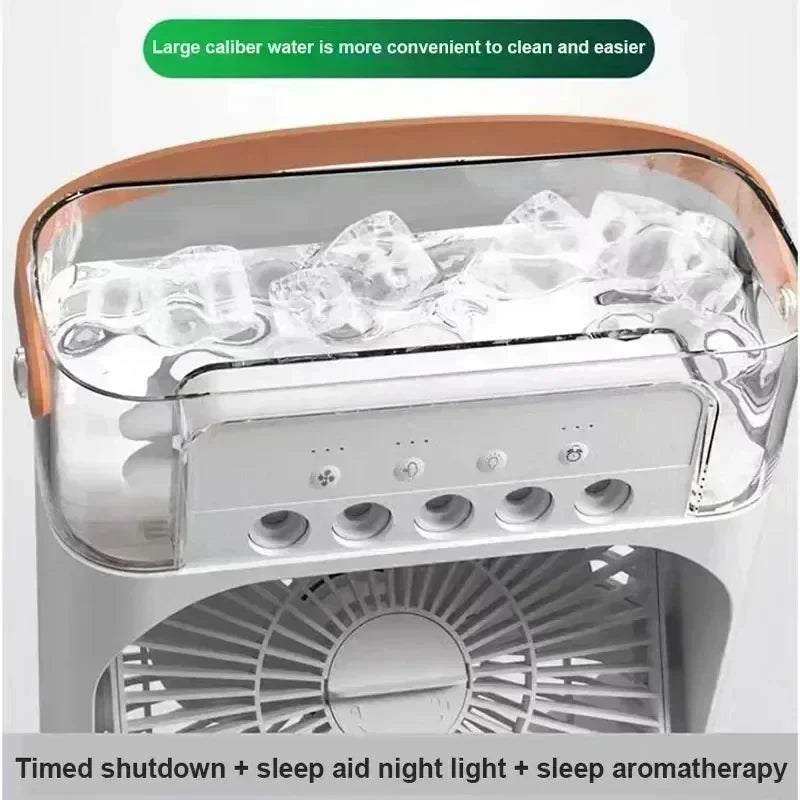 Portable Humidifier Fan Air Conditioners USB Electric Fan LED Night Light Water Mist Fun 3 In 1 Air Cooler Humidifie For Home - Avero