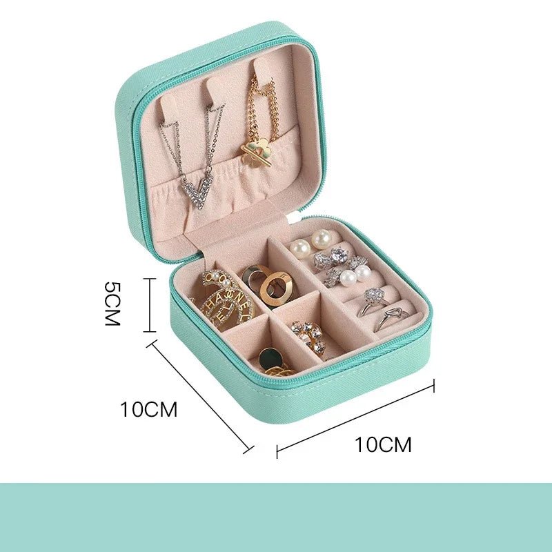 Portable Mini Jewelry Storage Box Travel Organizer Jewelry Case Leather Storage Earrings Necklace Ring Jewelry Organizer Display - Avero