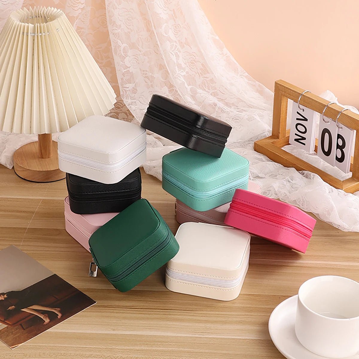PU Leather Jewelry Mini Storage Box Travel Home Bracelet Earrings Storage Display Case For Women Ring Jewelry Portable Organizer - Avero