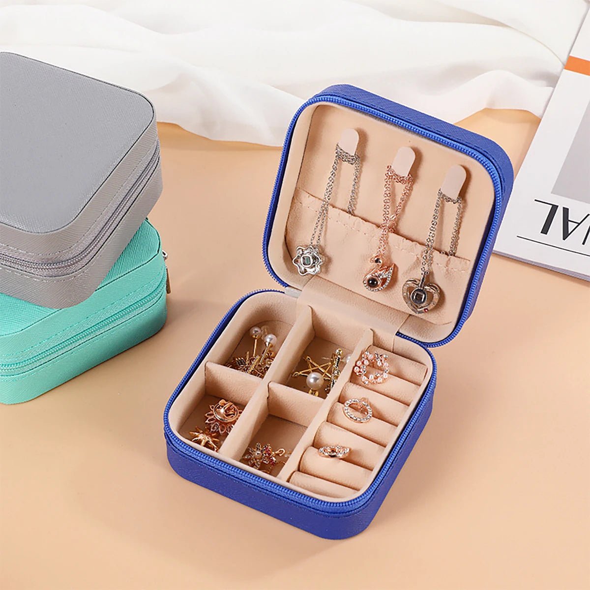 PU Leather Jewelry Mini Storage Box Travel Home Bracelet Earrings Storage Display Case For Women Ring Jewelry Portable Organizer - Avero