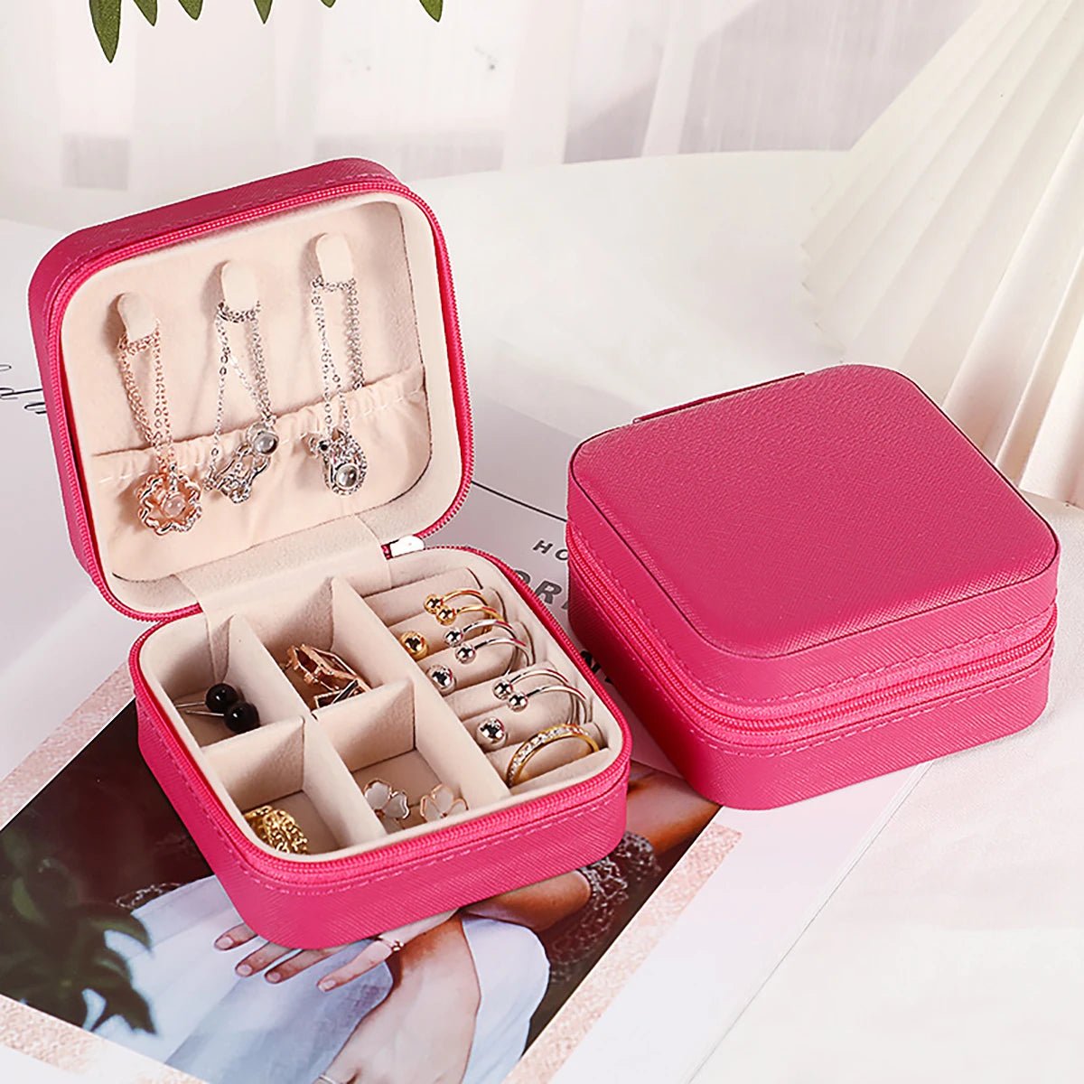 PU Leather Jewelry Mini Storage Box Travel Home Bracelet Earrings Storage Display Case For Women Ring Jewelry Portable Organizer - Avero