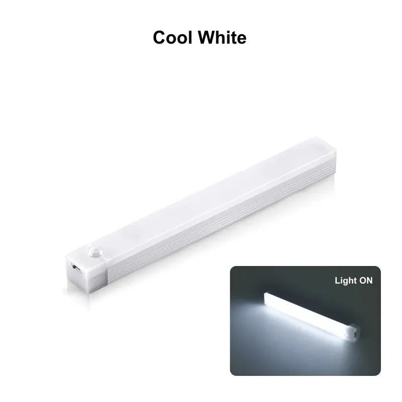 Rechargeable LED Motion Sensor Night Light Under Cabinet Cordless Lamp for Kitchen Wardrobe Bedside Induction Strip Bar Light - Avero