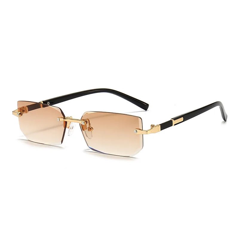 Rimless Sunglasses Rectangle Fashion Popular Women Men Shades Small Square Sun Glasses For Female Male Summer Traveling Oculos - Avero