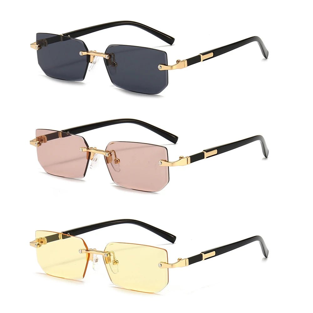 Rimless Sunglasses Rectangle Fashion Popular Women Men Shades Small Square Sun Glasses For Female Male Summer Traveling Oculos - Avero
