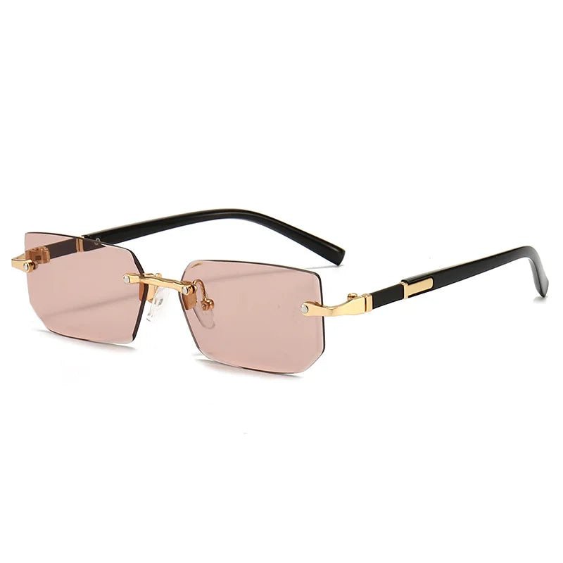 Rimless Sunglasses Rectangle Fashion Popular Women Men Shades Small Square Sun Glasses For Female Male Summer Traveling Oculos - Avero