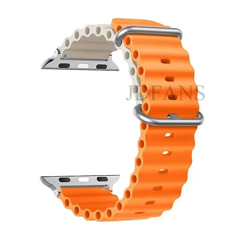 Silicone Ocean strap for Apple watch band Series Ultra 9 8 7 6 5 4 10 SE iwatch bracelet 42mm 44mm 45mm 49mm 40mm 41mm 46mm band - Avero