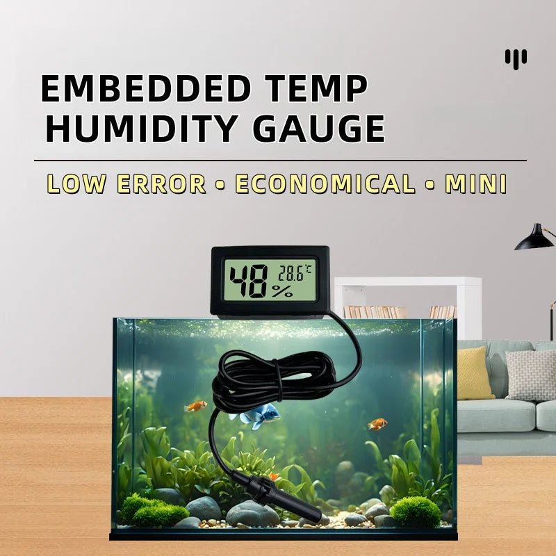 Square Embedded Digital Thermo - Hygrometer for Reptile Terrarium Humidity Box Home Industrial Digital Temperature Humidity Gauge - Avero
