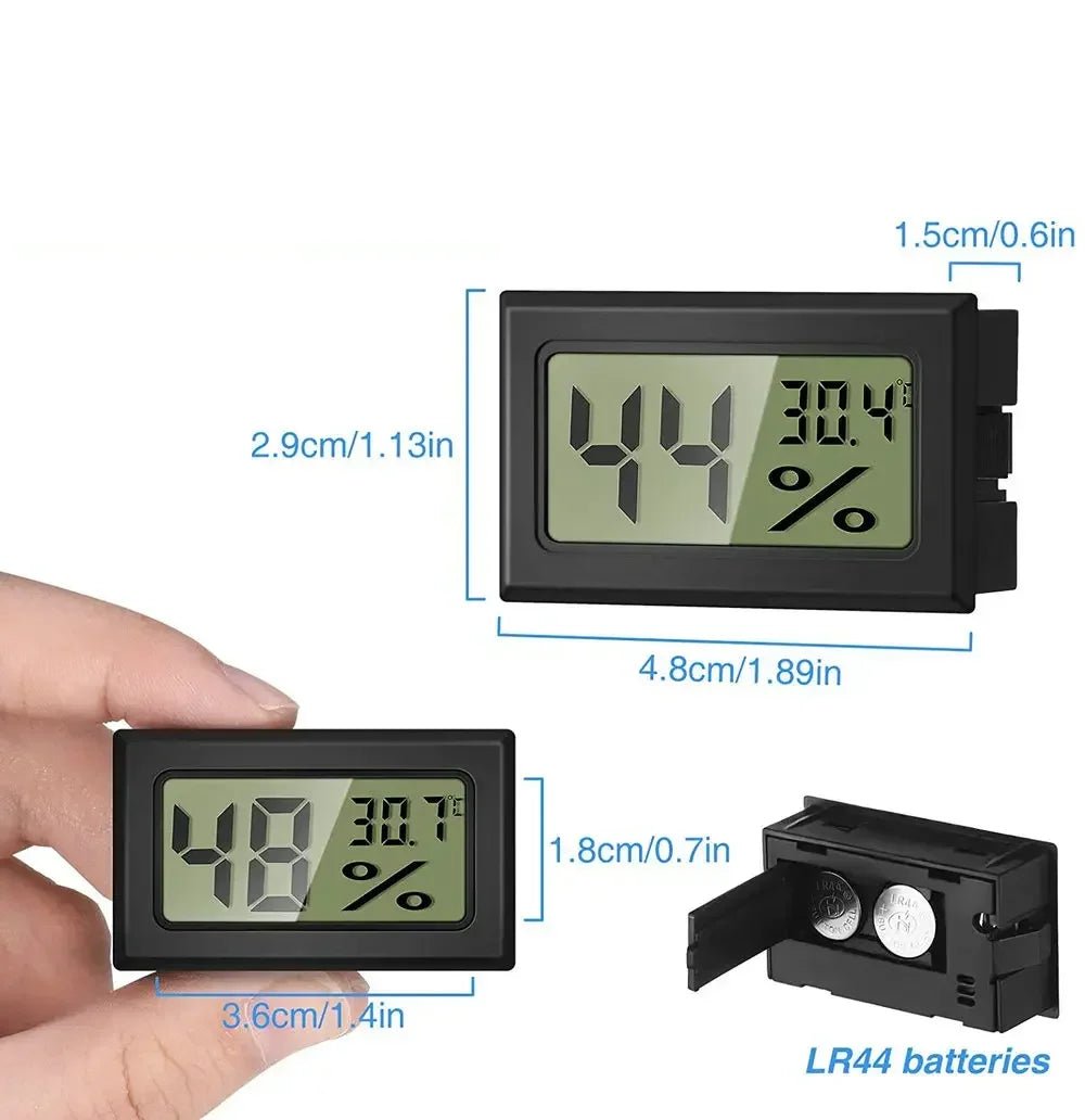 Square Embedded Digital Thermo - Hygrometer for Reptile Terrarium Humidity Box Home Industrial Digital Temperature Humidity Gauge - Avero
