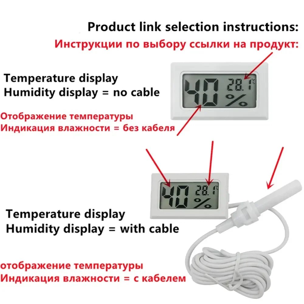 Square Embedded Digital Thermo - Hygrometer for Reptile Terrarium Humidity Box Home Industrial Digital Temperature Humidity Gauge - Avero