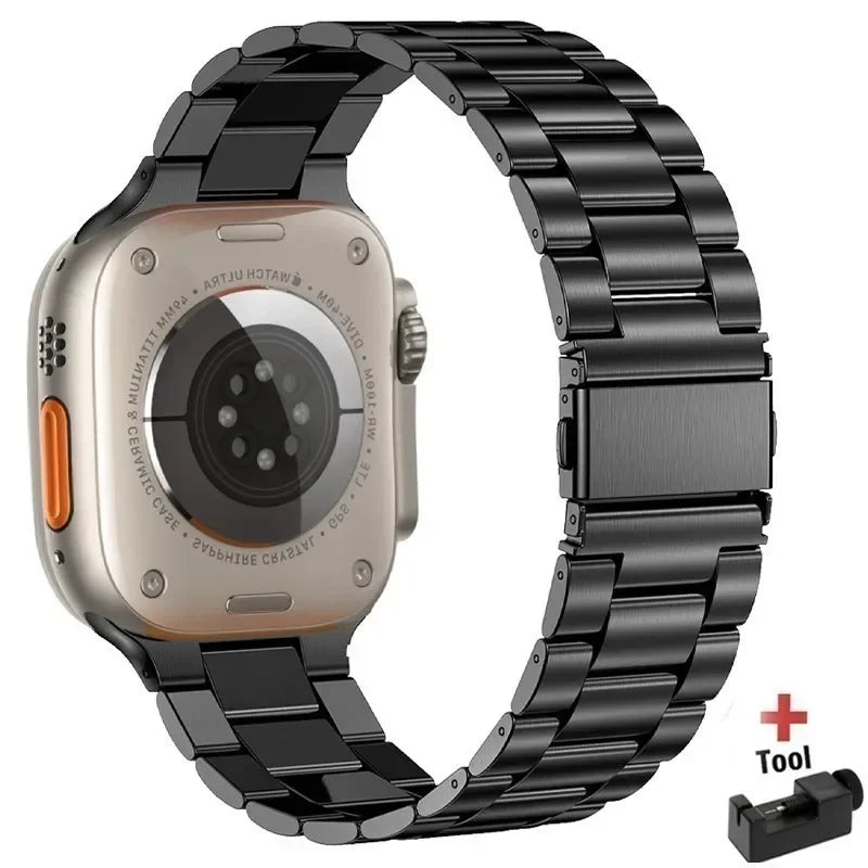 Stainless Steel Strap for Apple Watch band 44mm 45mm 38 - 42 - 40mm - 41mm Metal link Bracelet iWatch series 8 7 6 5 4 3 se Ultra 49mm - Avero