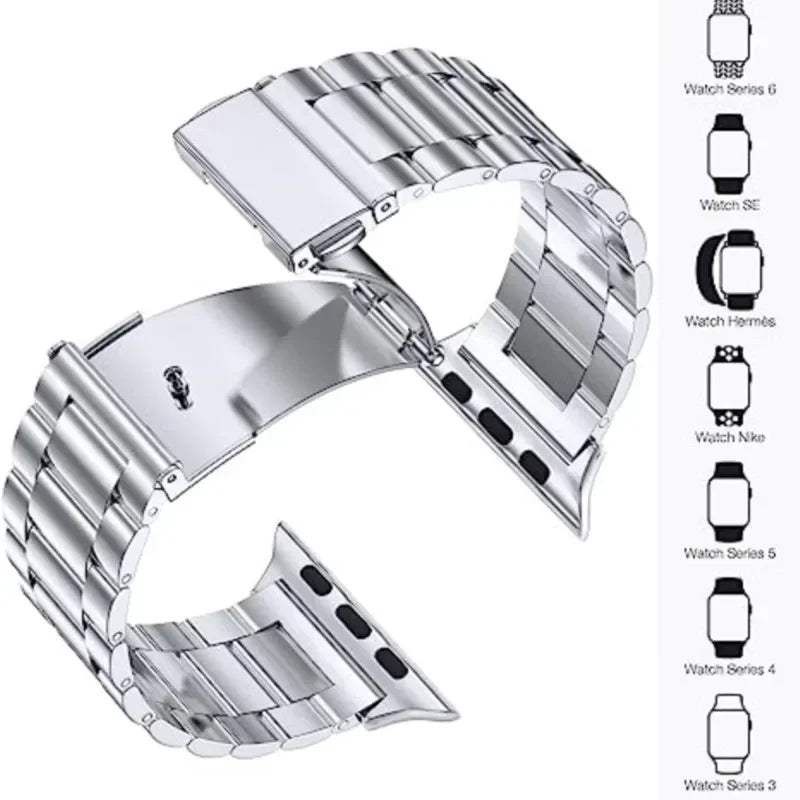 Stainless Steel Strap for Apple Watch band 44mm 45mm 38 - 42 - 40mm - 41mm Metal link Bracelet iWatch series 8 7 6 5 4 3 se Ultra 49mm - Avero