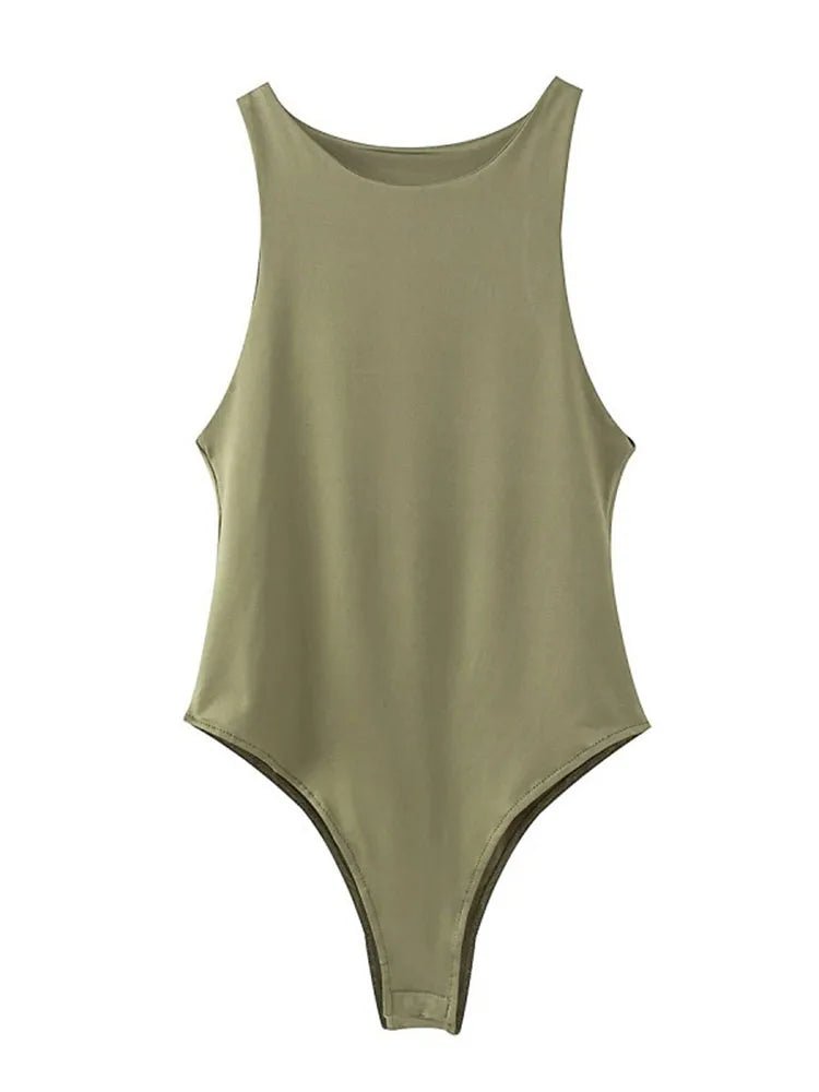 summer solid sexy bodycon women bodysuits female 4 color green slim casual bodysuit chic lady club short playsuits femme - Avero