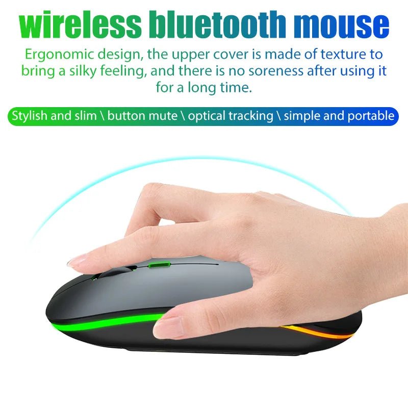 Tablet Phone Computer Bluetooth Wireless Mouse Charging Luminous 2.4G USB Wireless Mouse Portable Mouse - Avero