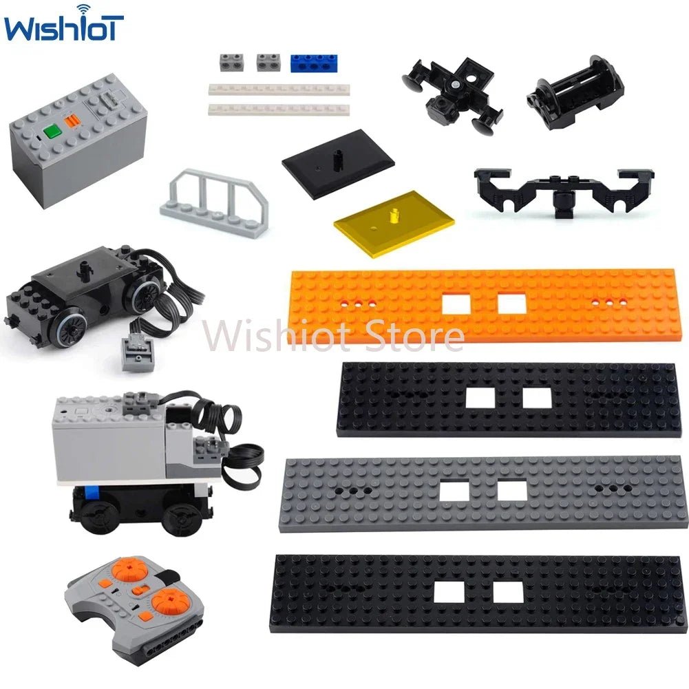 Technical Parts Train Motor 88002 MOC Pack Power Functions Battery Box Tracks Top Base Plate for Legoeds EV3 91994 74784 2871 - Avero