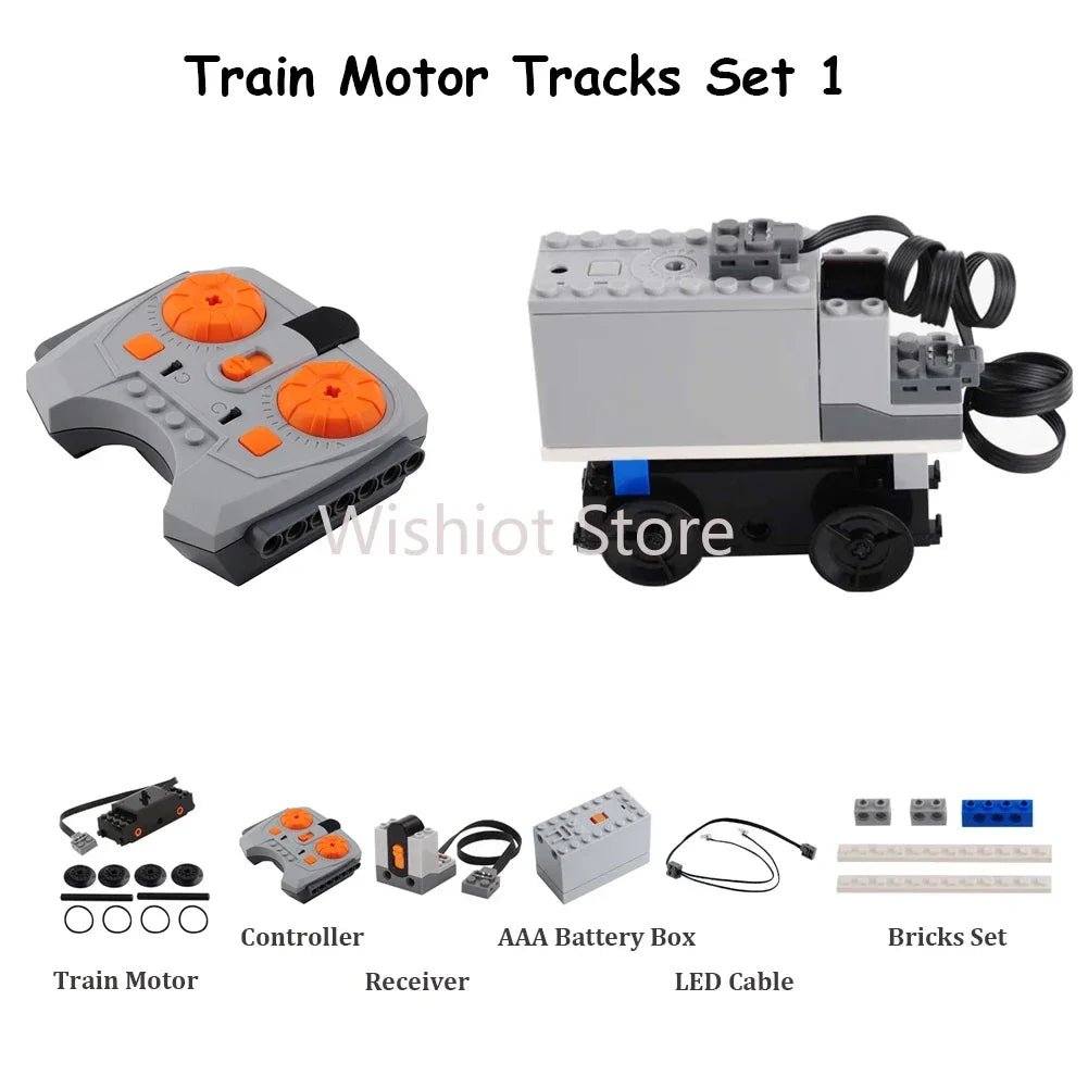 Technical Parts Train Motor 88002 MOC Pack Power Functions Battery Box Tracks Top Base Plate for Legoeds EV3 91994 74784 2871 - Avero