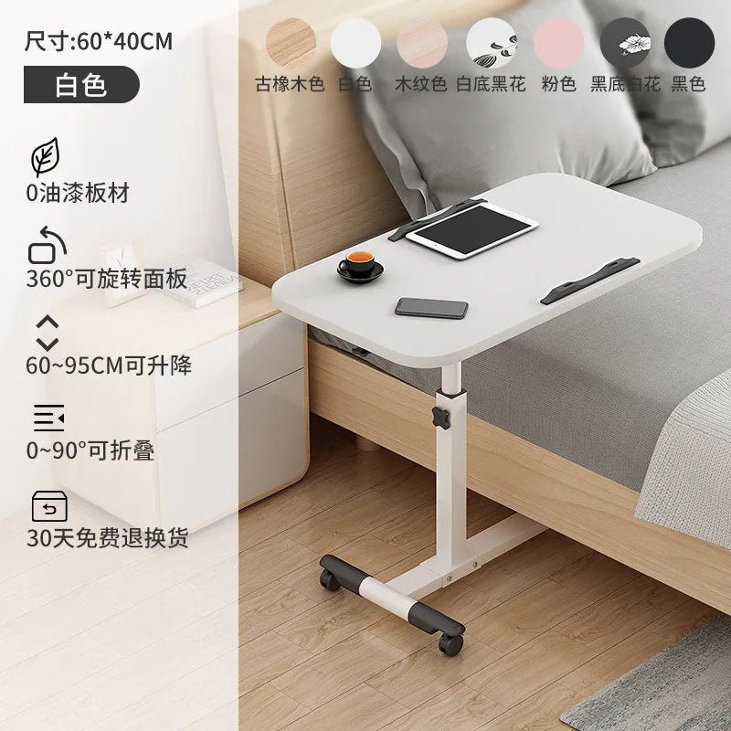 Tilting Overbed Table with Wheels, Height Adjustable Bedside Desk, 2 Tilting Desktops, Mobile Laptop Table Stand Desk - Avero