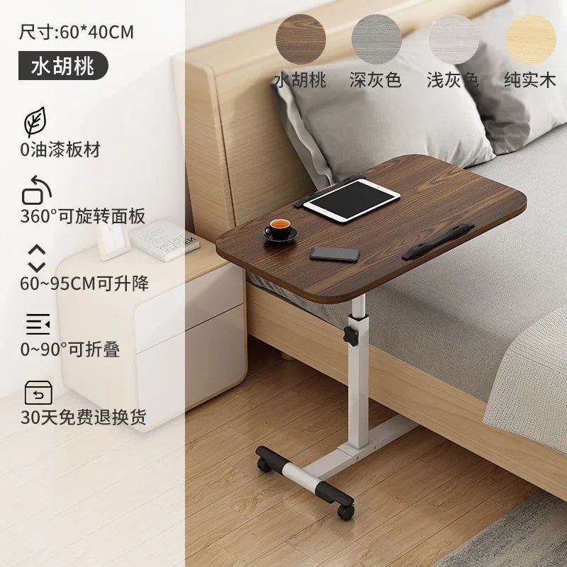 Tilting Overbed Table with Wheels, Height Adjustable Bedside Desk, 2 Tilting Desktops, Mobile Laptop Table Stand Desk - Avero