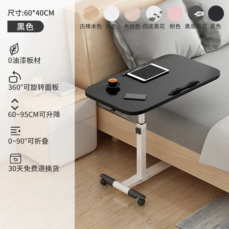 Tilting Overbed Table with Wheels, Height Adjustable Bedside Desk, 2 Tilting Desktops, Mobile Laptop Table Stand Desk - Avero