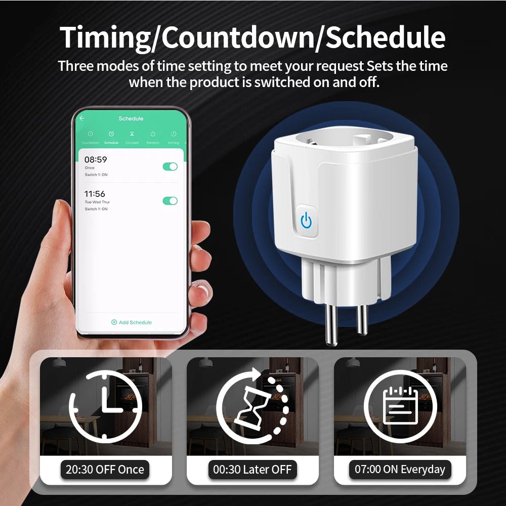 TNCE TUYA Smart Plug WiFi or Zigbee3.0 Socket EU 16A/20A Power Monitor Timing Function Voice Control Work With Alexa Google Home - Avero