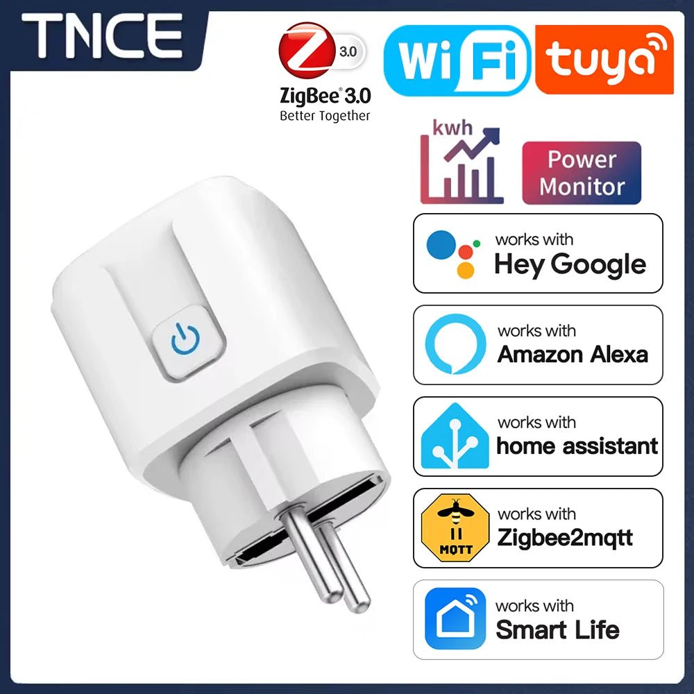TNCE TUYA Smart Plug WiFi or Zigbee3.0 Socket EU 16A/20A Power Monitor Timing Function Voice Control Work With Alexa Google Home - Avero