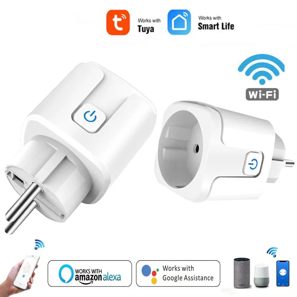 Tuya Smart Wifi Plug 20A Remote Control Smart Socket Outlet EU Power Monitor Timer Function Works with Alexa Google Home - Avero