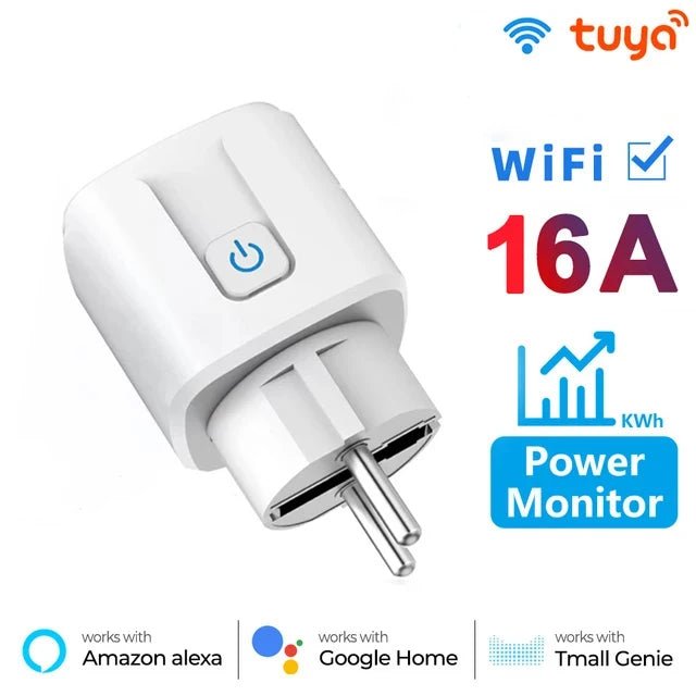 Tuya Smart Wifi Plug 20A Remote Control Smart Socket Outlet EU Power Monitor Timer Function Works with Alexa Google Home - Avero