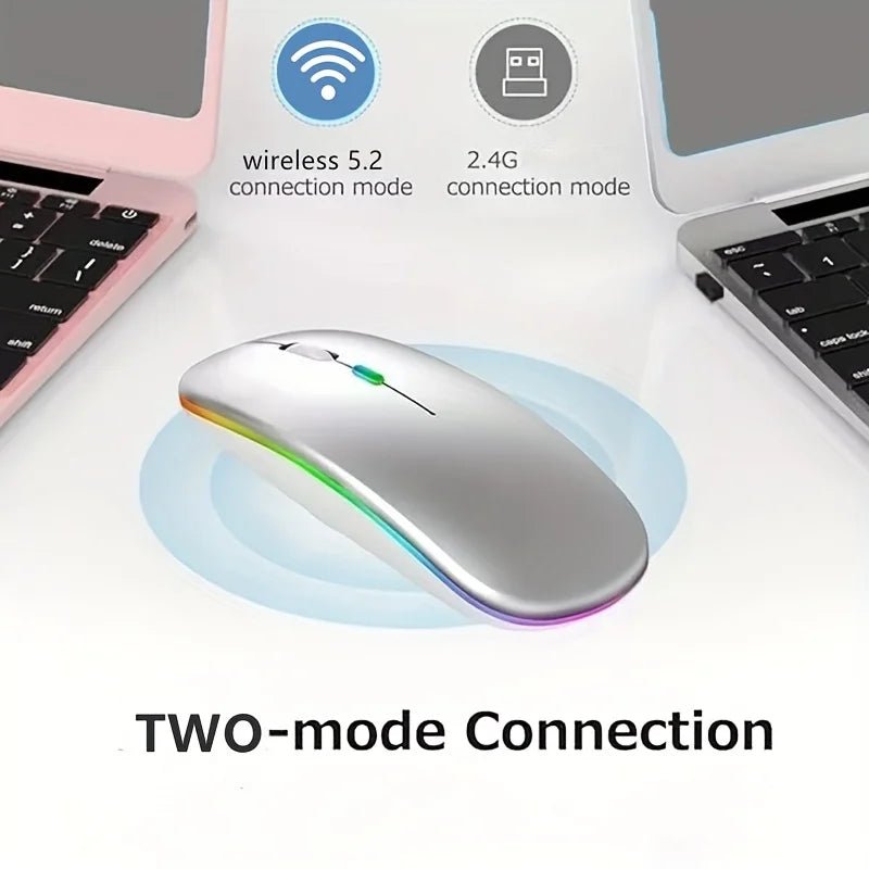 Ultra - Slim Wireless Rechargeable Mouse with LED Lighting, Dual Mode (BT & 2.4G), Compatible with iPad, Laptop, PC, Mac, Windows - Avero