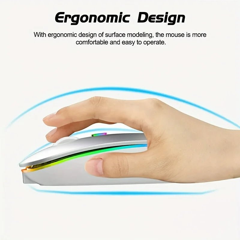 Ultra - Slim Wireless Rechargeable Mouse with LED Lighting, Dual Mode (BT & 2.4G), Compatible with iPad, Laptop, PC, Mac, Windows - Avero