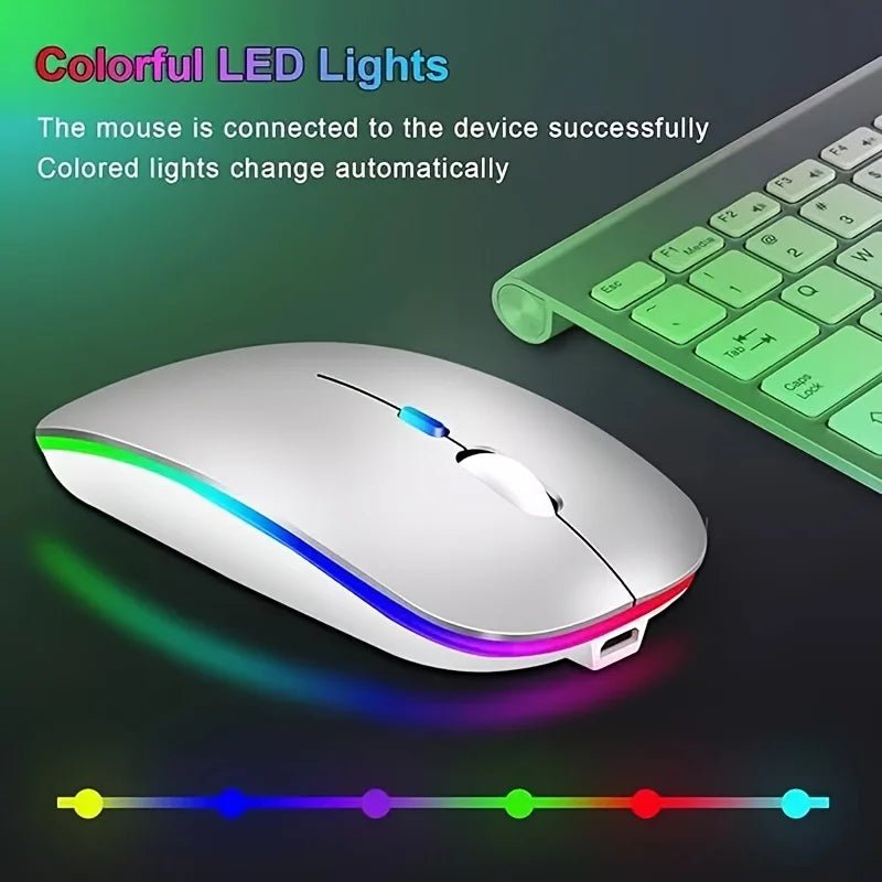 Ultra - Slim Wireless Rechargeable Mouse with LED Lighting, Dual Mode (BT & 2.4G), Compatible with iPad, Laptop, PC, Mac, Windows - Avero