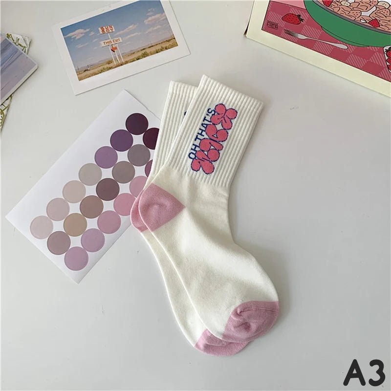 Women's Cute Korean Fashion Socks Love Heart Square Funny Casual Comfy Street Hip Hop Skateboard Daily Trendy Footwear - Avero