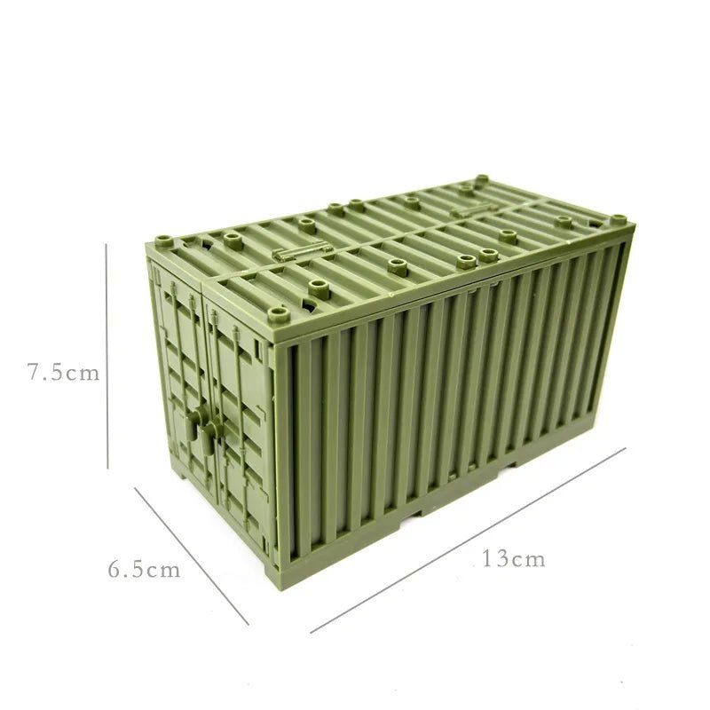 WW2 Military MOC War 2 Container Camp Equipment Warehouse SWAT Scene Cannon Base Model Building Blocks Bricks Children Toys Gift - Avero